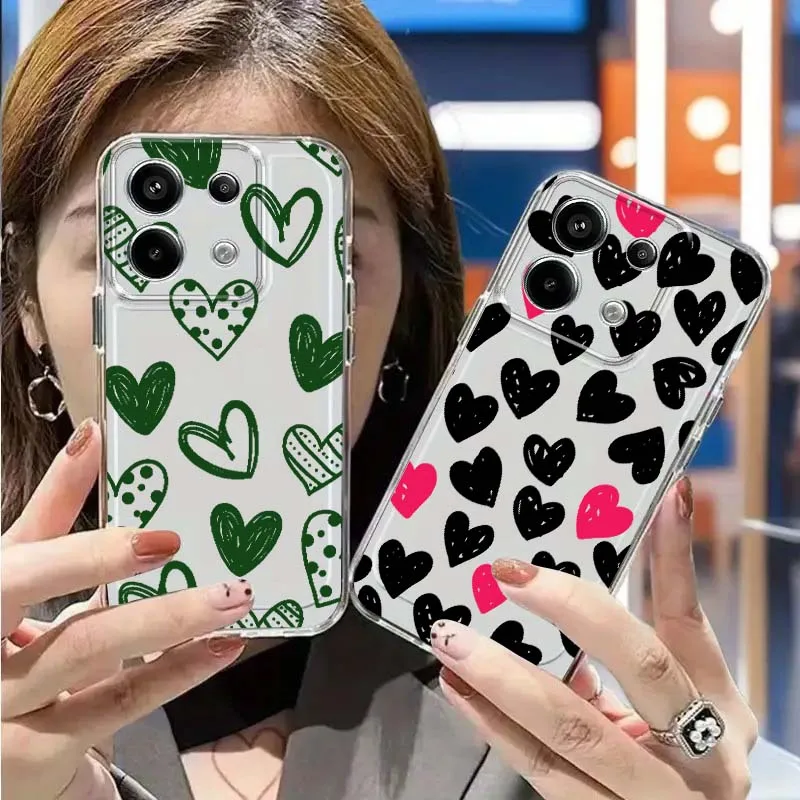 

Art Love Heart Cute For Xiaomi Redmi 14C 13C 13 12C 11A 10A K70 K60 K50 K40 K30 K20 Translucent Phone Case
