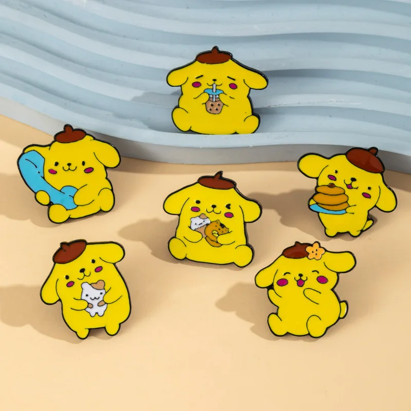 Anime Hellokittyemaille Pin Cartoon Figuur Pompompurin Metal Badge Broche Jasje Jeans Reversspeld Sieraden Voor Damesmode Badges