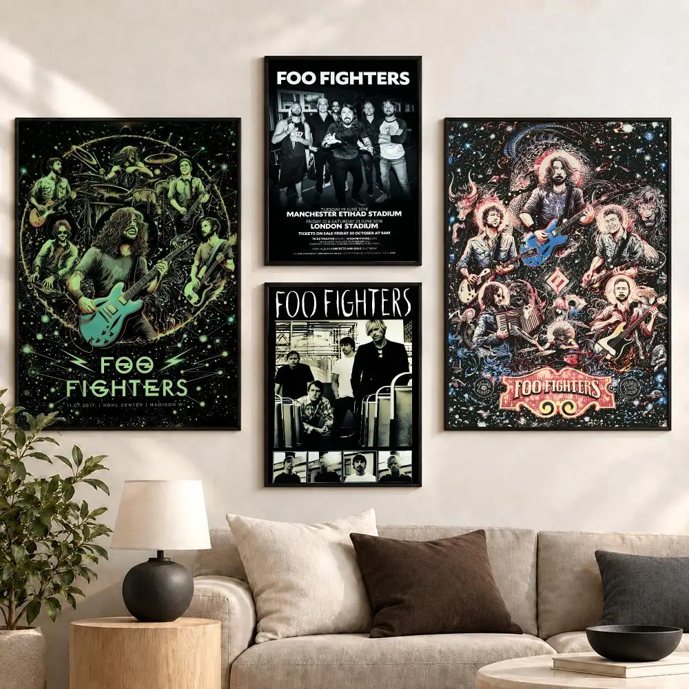 Foo Fighters Rock Band Guitar Music Album Collection Poster Aesthetic Art Print for Bedroom & Living Room Decor, Unframed