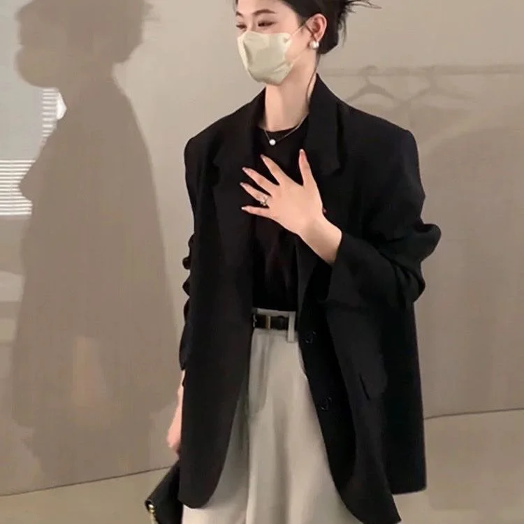 

Women"S Outerwear Overcoat Female Blazer Mujer Streetwear Office Lady Winter Breasted Clothes Large Coats Version Top Work Fall