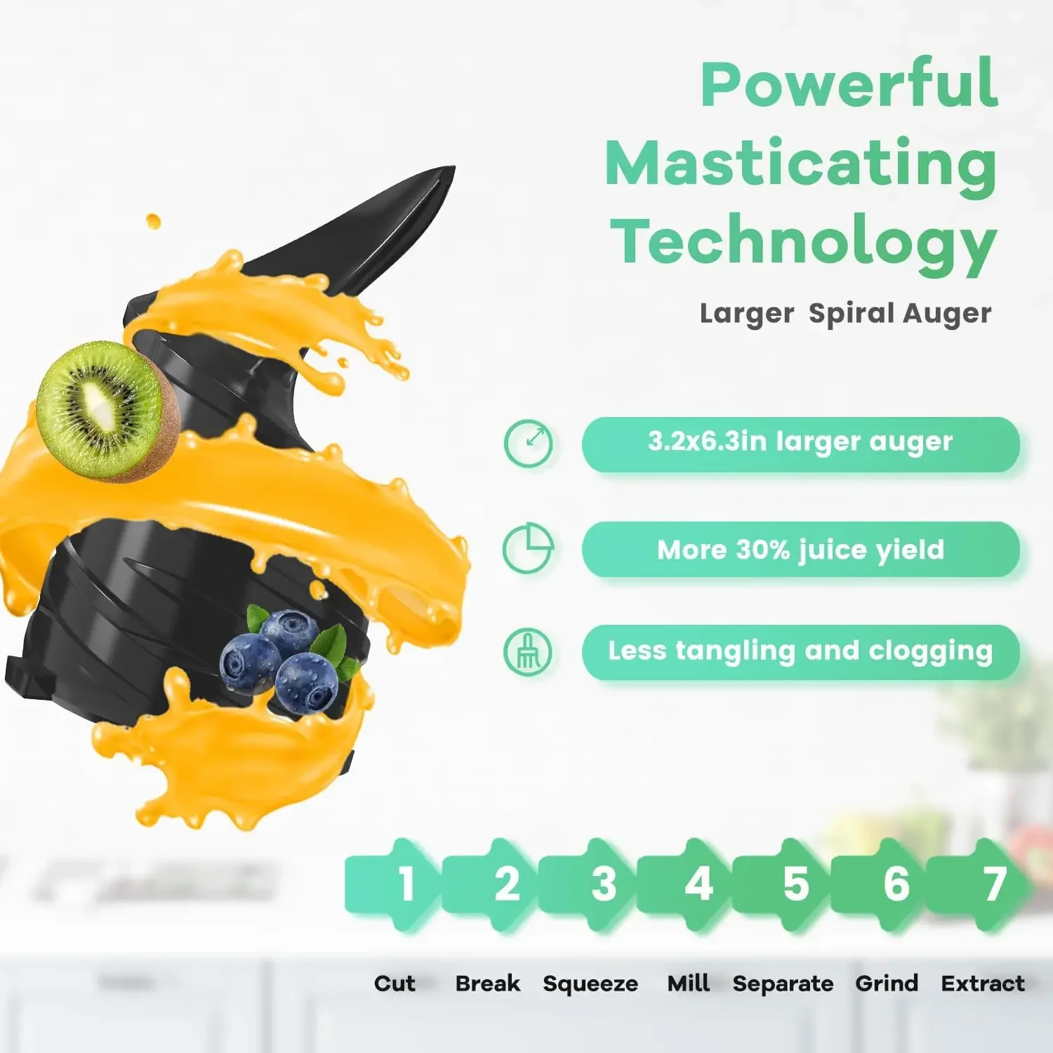 Juicer, 400w Slow Juicer Machines with 5.4" Wide Feed Chute, Masticating Juicer with High Juice Yield for Whole Vegetables & Fru