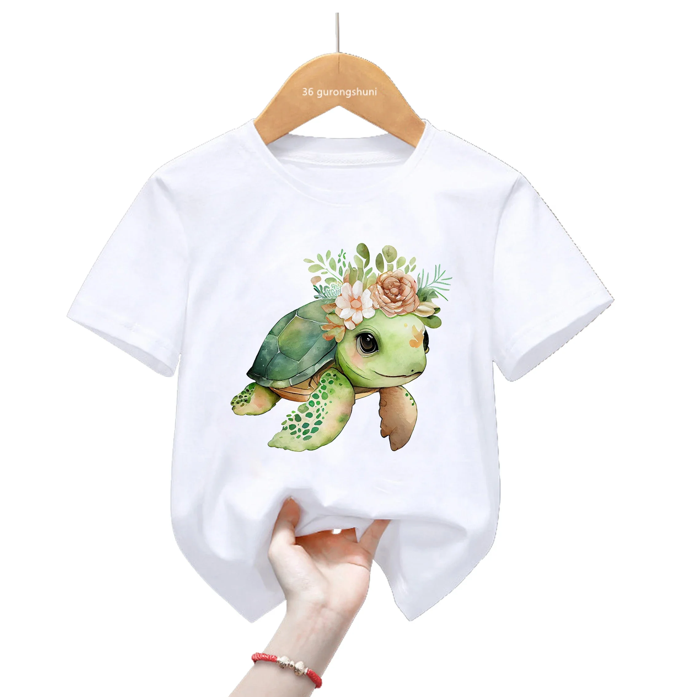 2024 Sea Turtle Print Tshirt For Girls/Boys Cool Kids Clothes Harajuku Shirt Lovely Childre Clothing Summer Fashion T-Shirt