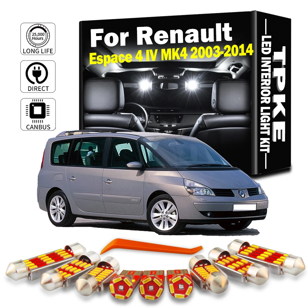 

TPKE LED Interior Map Dome Light Kit For Renault Espace 4 IV MK4 2003-2010 2011 2012 2013 2014 Vehicle Indoor Led Bulbs Canbus