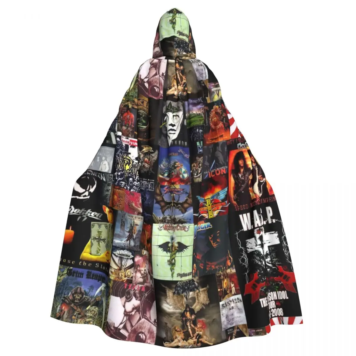 80s Gothic Rock Band Guitar Music Hooded Cloak Halloween Party Cosplay Woman Men Adult Long Witchcraft Robe Hood