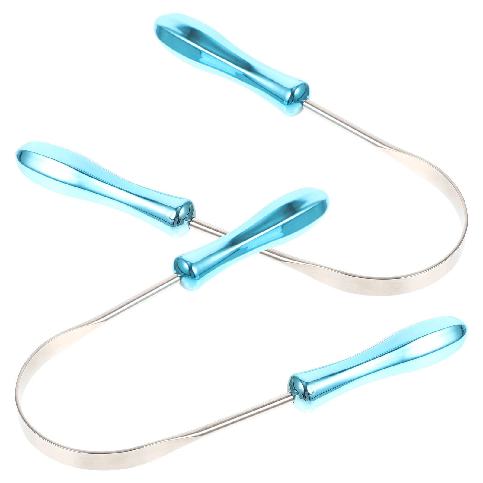 2 قطعة مكشطة اللسان على شكل حرف U منظف من الفولاذ المقاوم للصدأ للعناية اليومية بالفم أداة تنظيف اللسان المعدنية للتنفس المنعش و
