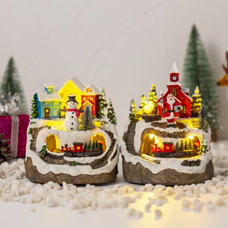 Casa de nieve navideña Música eléctrica Casa luminosa Adornos navideños Regalos Decoraciones navideñas