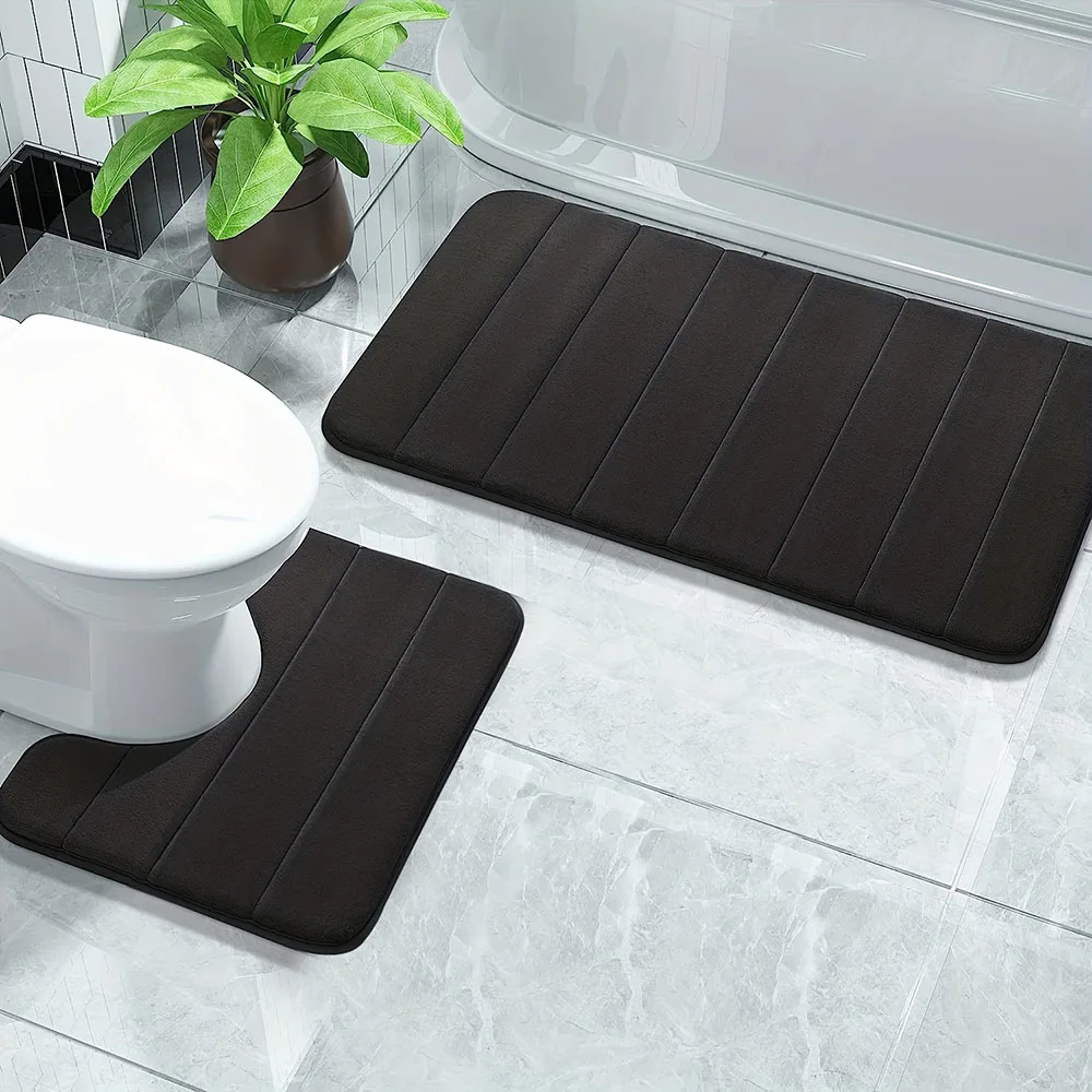 1PC pure color soft stripe bathroom absorbent non-slip mats, suitable for multiple scenes, can wash home decoration