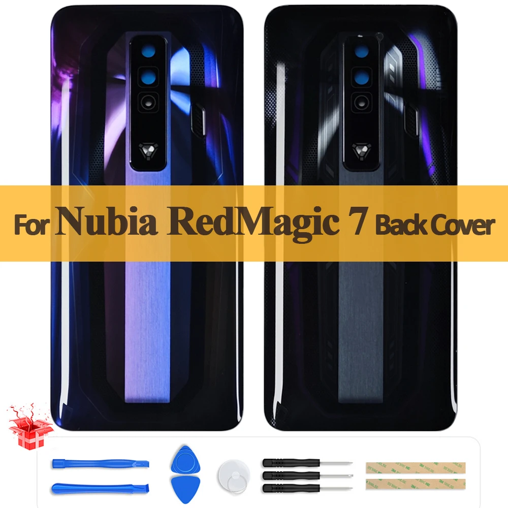 Original Back Cover For ZTE nubia Red Magic 7 Battery Back Cover Housing Rear Door Case NX679J Replace Parts + Camera Lens