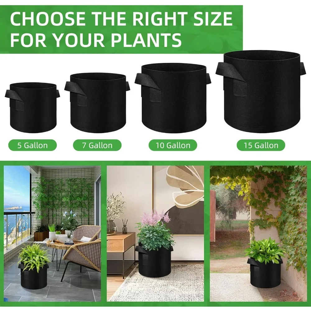 50 عبوة من أكياس نمو النباتات سعة 10 جالون، أوعية قماش لباد مسامية مع مقابض لبستنة الزهور النباتية