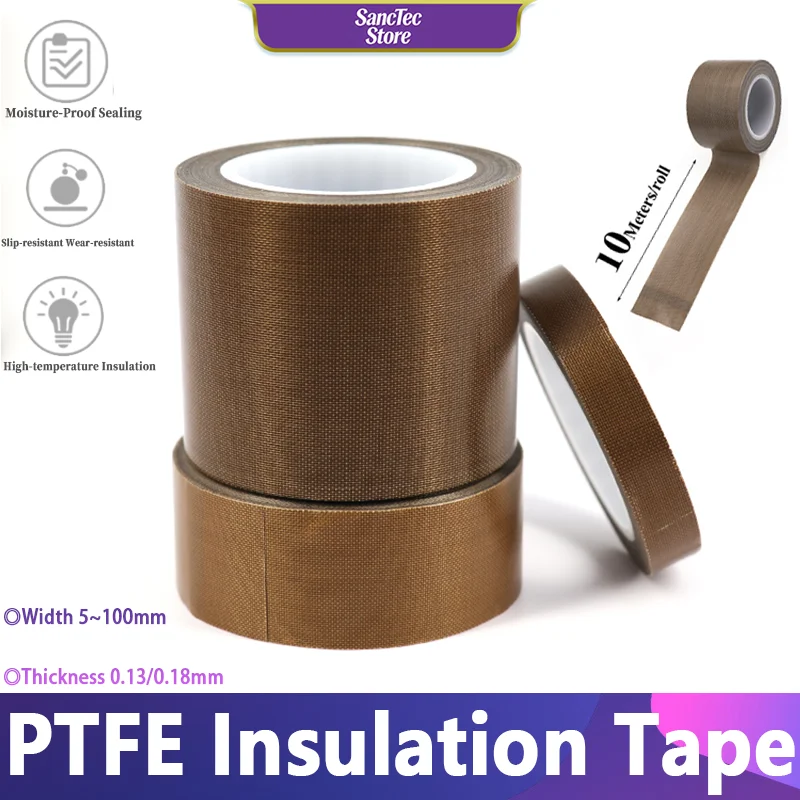 

High Temp Abrasion Resistant Tape for Vacuum Sealer Packaging Machinery 0.13/0.18mm Tape PTFE Insulation Tape 5-100mm 1/3/8Rolls
