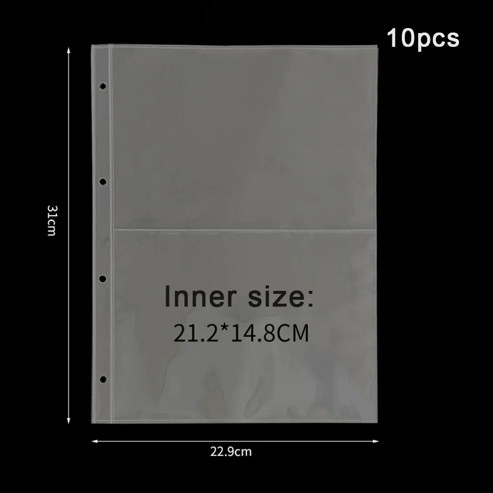 A4 Helder 10 Stuks Fotoalbum Navulpagina's Bestandsbeschermer 4/11 Gaten 6×4 8×10 4/11 Ringband Fotokaarten Ansichtkaart Kaart Notebook