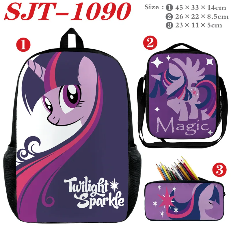 

3pcs/set My Magical Little Ponys Peripheral Backpacks Student Large-capacity Single-shoulder Bags Pencil Cases Student Supplies