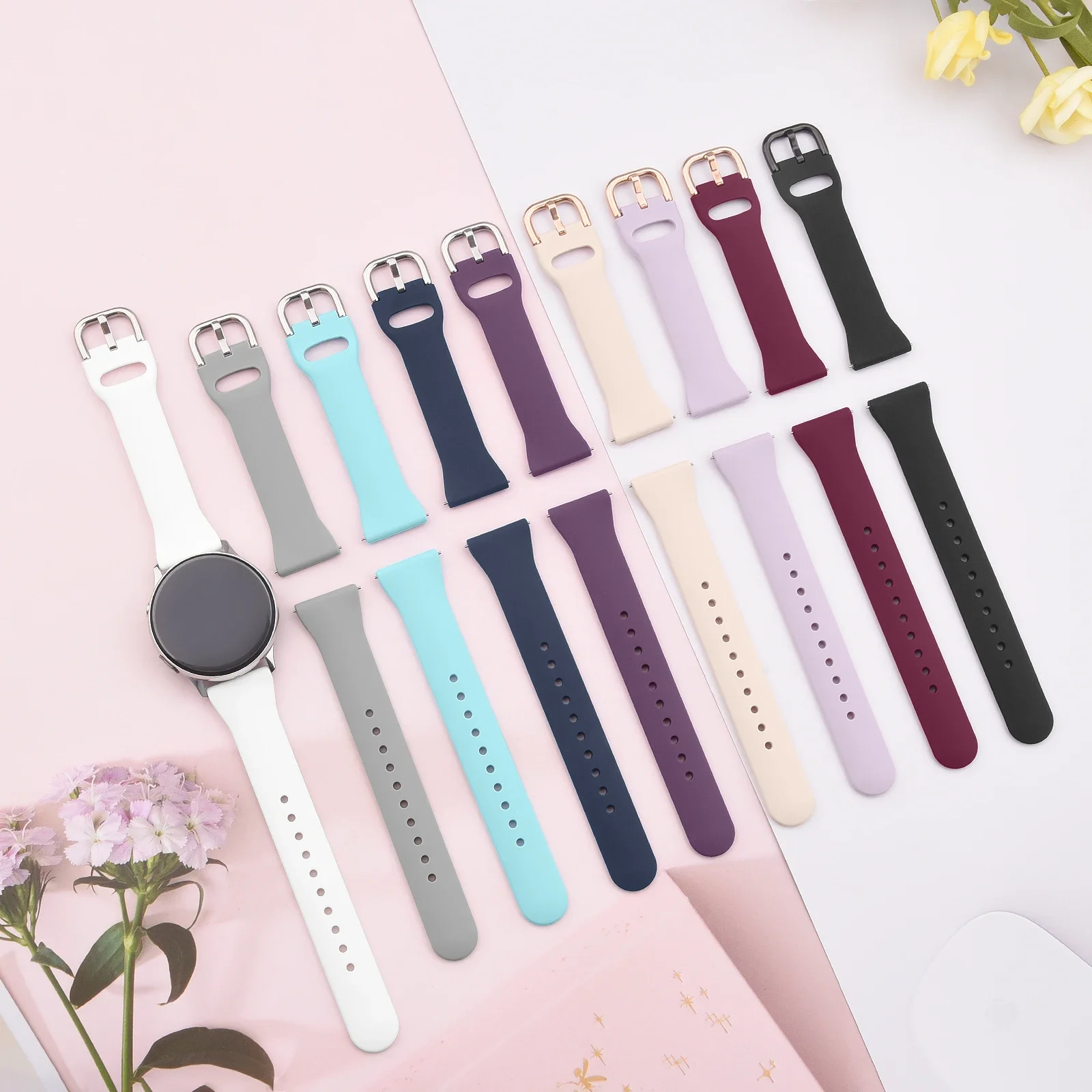 20mm Silm Band for Samsung Galaxy Watch Active 2 Watch 3 41mm 42mm Gear S3 Strap Bracelet for Amazfit Bip Samsung Gear Sport