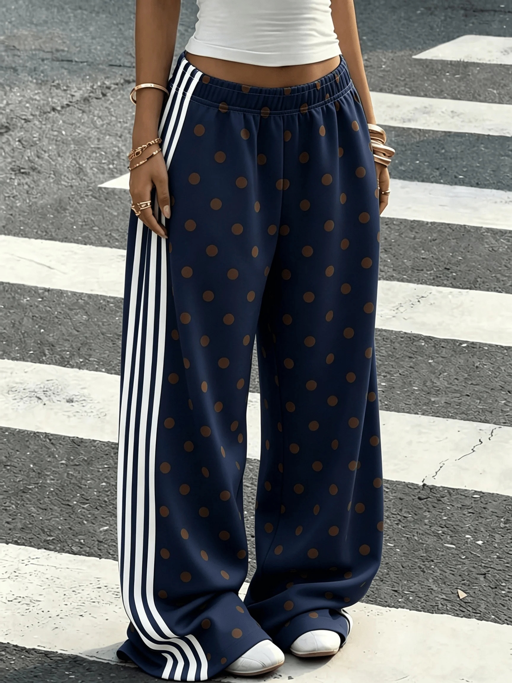 2026 Frühling/Herbst Bestseller Personalisierte Modische Y2k-Hosen Trendige Vintage-Print Lose Damen Polka-Dot Sporthosen – Detail 7