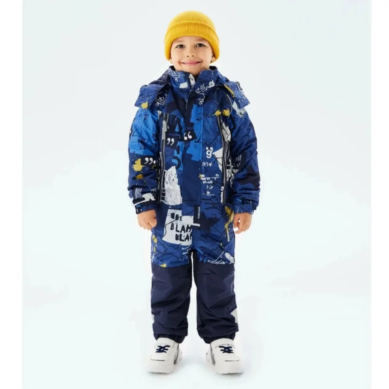 Children's one-piece ski suit One-piece ski suit for boys and girls waterproof windproof warm outdoor big children ski suit