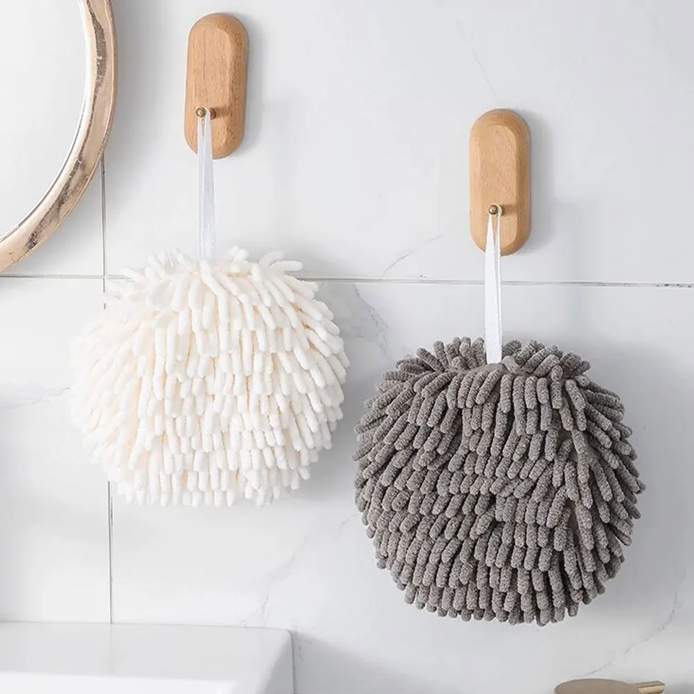 

2Pcs Chenille Hand Towel for Bathroom Super Absorbent Fuzzy Towels with Hanging Loop Kitchen Bath Accessories