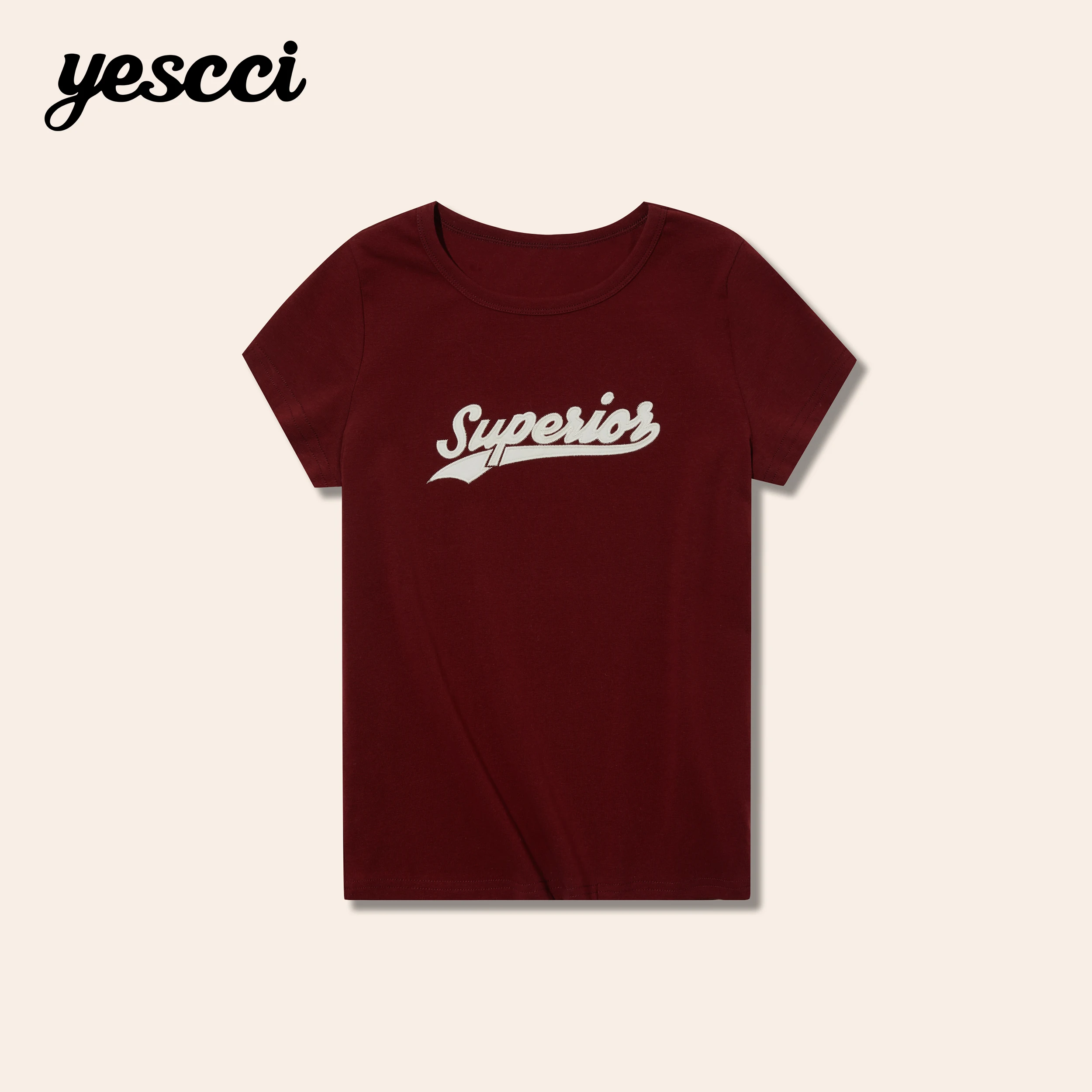 YESCCI Cotton Woman T-shirts Vintage Graphic Letter Print Crew Neck Short Sleeve Cozy Casual Practical Summer Top Tee S56120613