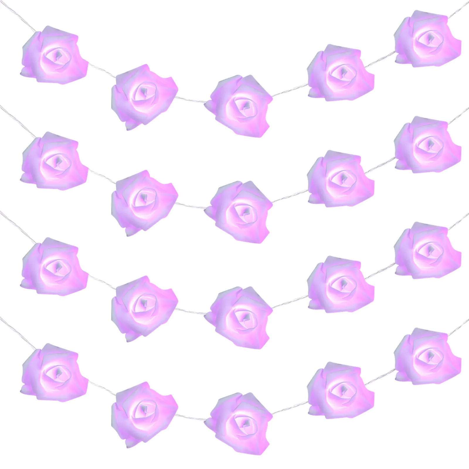 

Светодиодные гирлянды в виде роз, фиолетовые, теплого белого цвета, для дома, свадьбы, вечеринки, рождественского декора, фестивалей
