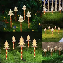 5pc/set red tube LED solar pentagram snowflake Christmas tree bell outdoor waterproof lawn light courtyard decoration light