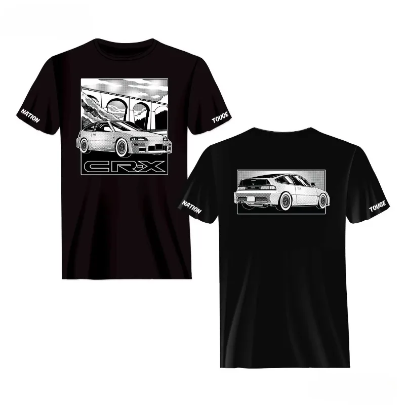 

Honda Weekend Racing Retro Print Motorcycle The Same Cotton Loose Crew Collar Short-sleeved T-shirts for Both Men and Women Tops