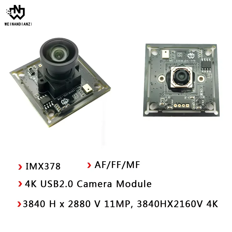 Hd 4K 12MP USB2.0 camera module CMOS IMX378  3840*2160 30fps AF/FF 79°120°150° Drive-free plug and play With digital microphone