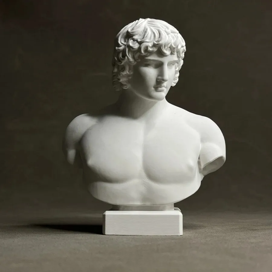 Creative Antinous Plaster Bust Statue Tabletop Ornament Classical White Sculpture Crafts Interior Aesthetic Home Decor Gift