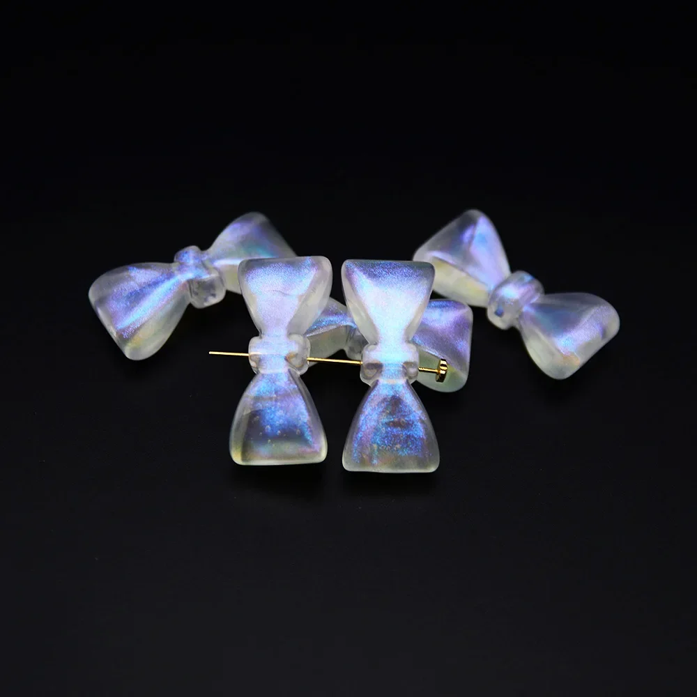 5 Pieces  17 * 38mm  Blue Light  Bubble Sensation  Bowknot Bead  DIY Makes Necklace, Bracelet, Clothing Accessories Materials