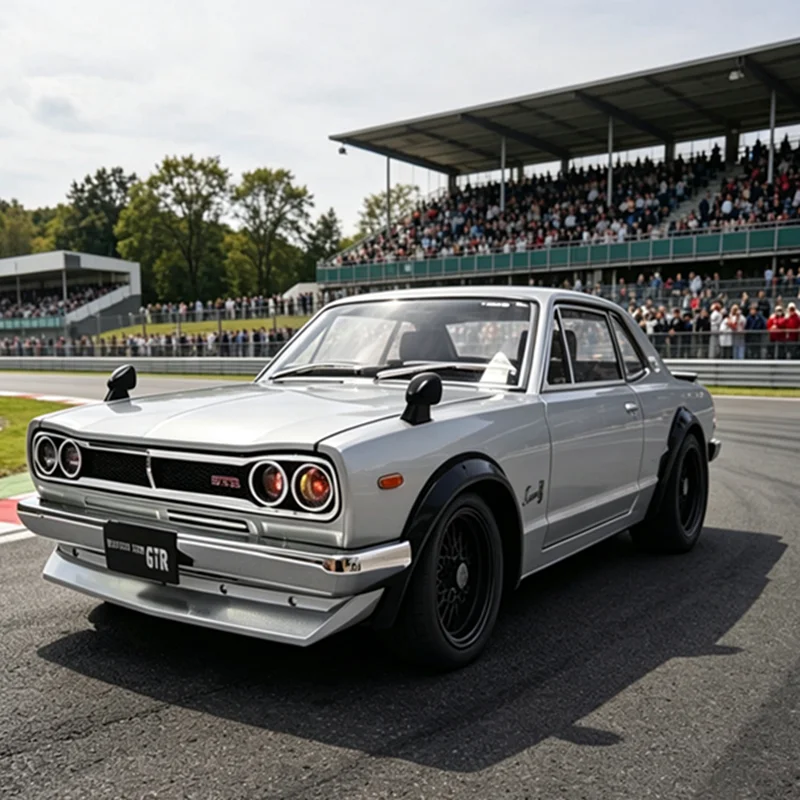 

1:24 SKYLINE 2000 GTR KPGC10 High Quality Alloy Muscle Car Model Sound & Light Pull Back Children Toy Collectible Birthday Gift
