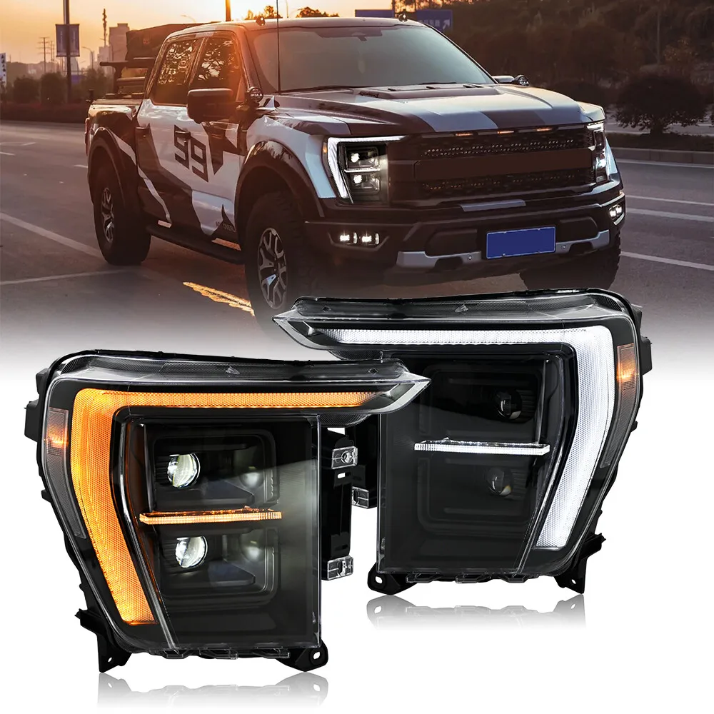 

2 шт. светодиодные фары в сборе для Ford F-150 F150 14-го поколения P702 2021 2022 2023 передние фары DRL аксессуары для фар