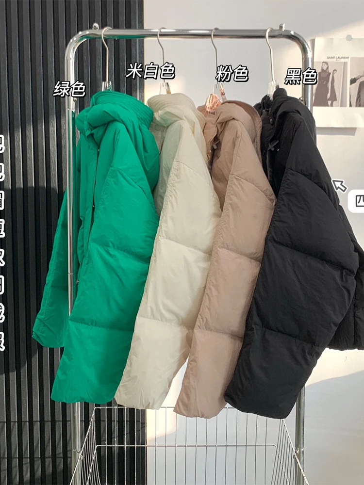 Women Green Parka Jacket Overcoat Warm Thicken Hoodies Bread Coat Korean 90s Vintage Harajuku Padded Jacket Clothes Winter 2024