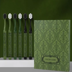 [6-Pcs Gift Boxes] Forest Travel Series Home Couple Travel High-end Adult Small Head Soft-bristled Toothbrush