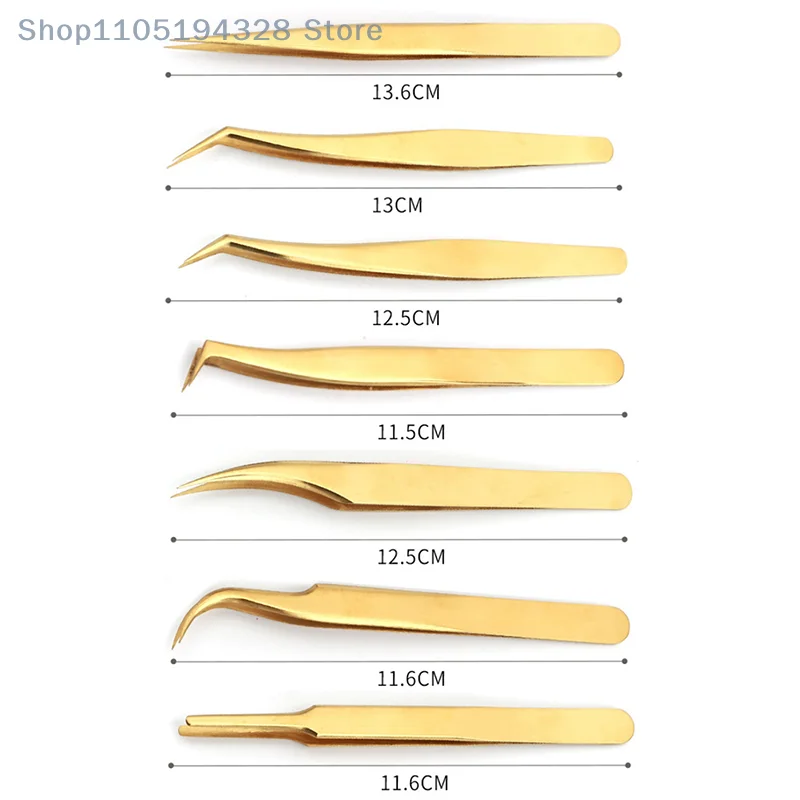 [MP]1Pcs Professional Eyelashes Tweezers High Precision Stainless Steel Straight And Curved Dual-End Design Anti-static Tweezers