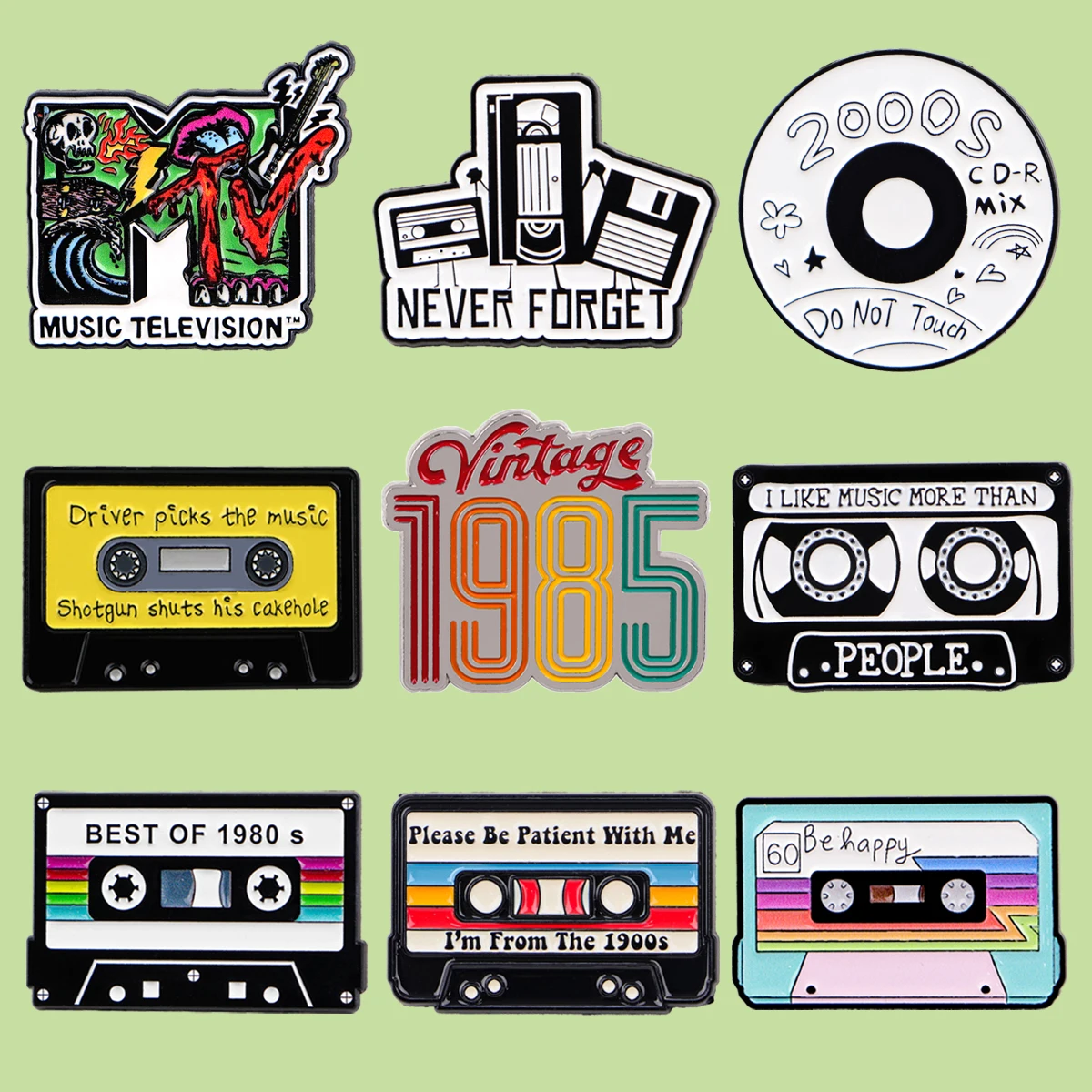 Pin de Esmalte Vintage de los 80 y 90 con Diseño de Casete, Insignias Musicales, Broches, Accesorios para Mochilas, Pines de Solapa, Joyería, Regalos para Amigos de la Vieja Escuela