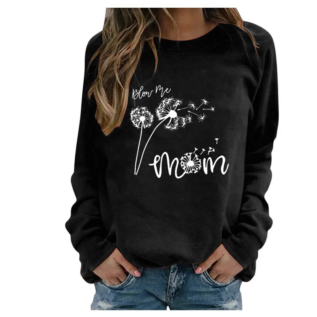 

Dandelion Print Women Long Sleeve Hoodies Vantage All-Match Hoody Sweatshirt Comfortable Pocket Undershirts Oversize SuéTer