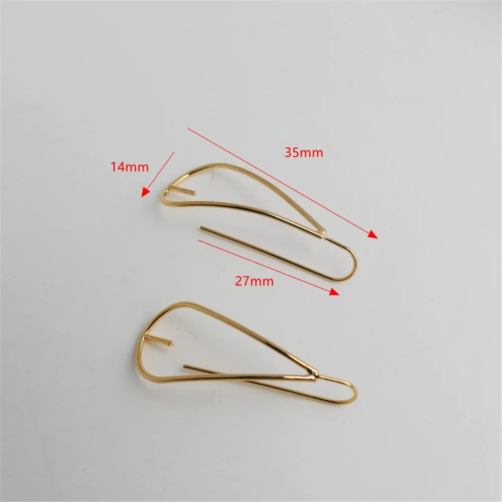 14k Gold Bag with Needle Paste Pearl Big Ear Hook European and American Style DIY Earrings Long Hook Jewelry Accessories