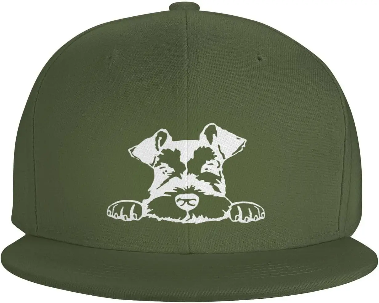 Schnauzer Dog Silhouette Snapback Hat Adjustable for Men Women Baseball Hat with Flat Brim Black