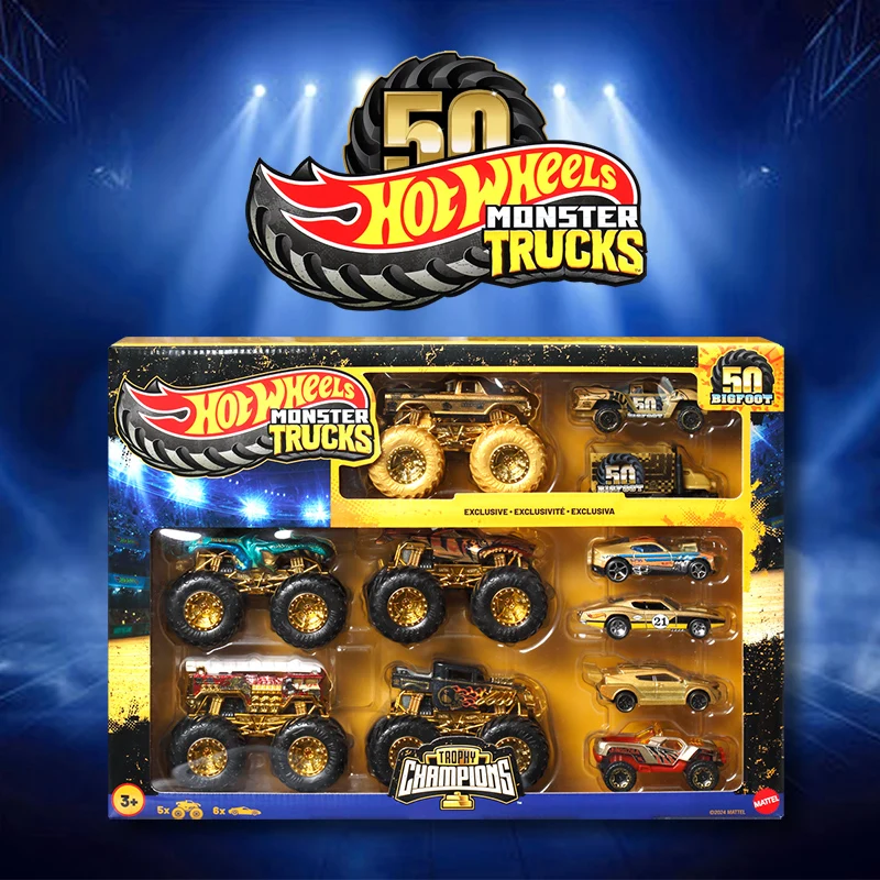 Hotwheels, superventas, conjunto conmemorativo del 50 aniversario del monstruo Bigfoot, modelo de coche de juguete, regalo de colección de coches de tiburón tigre