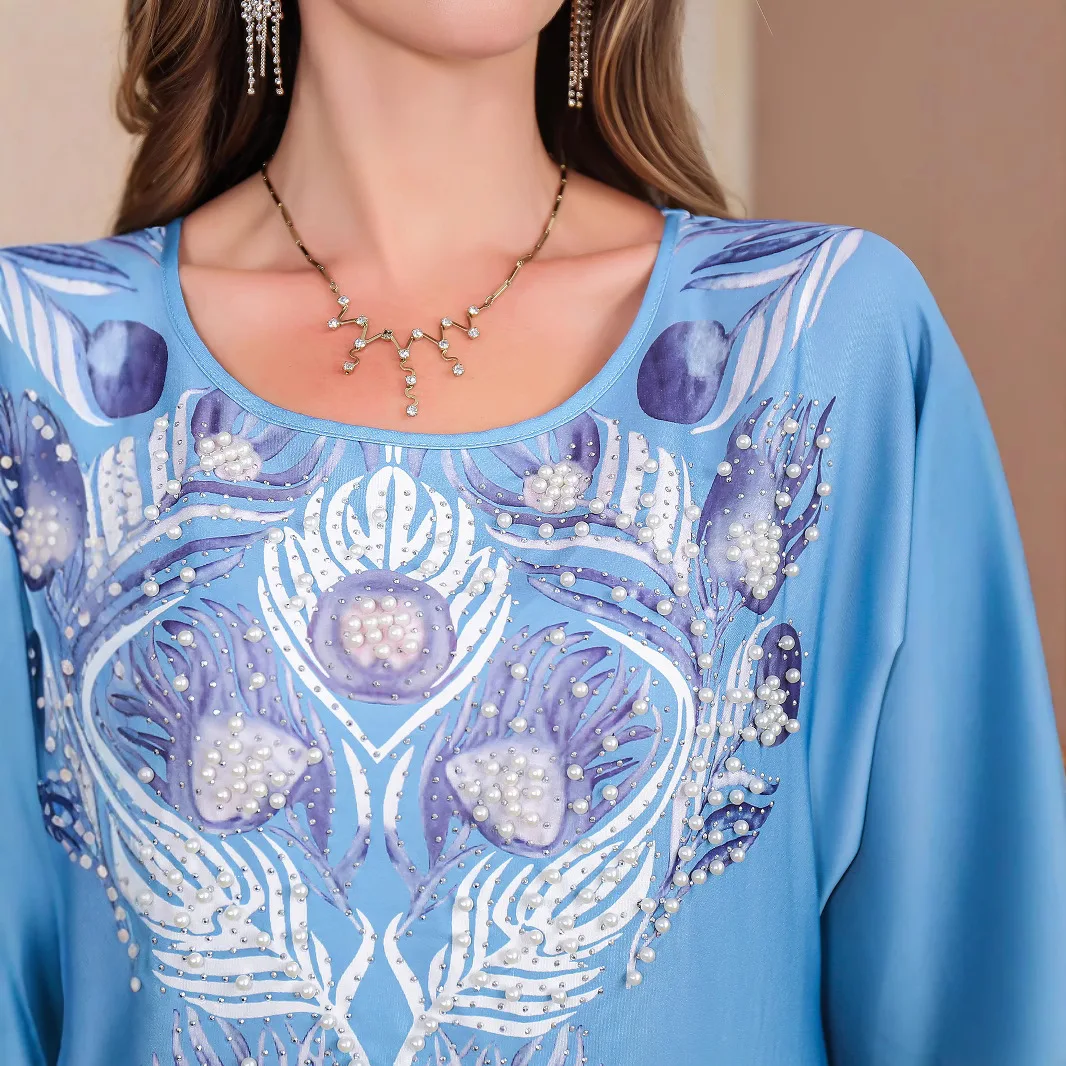 عباية عيد عصرية إسلامية لعام 2025 للنساء، رمضان، طباعة ماسية إسلامية، فساتين عطلة فاخرة طويلة