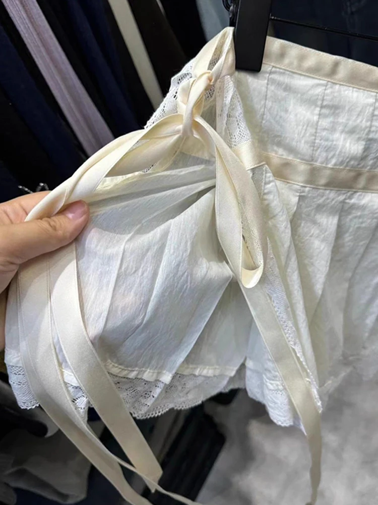 

Кружевная юбка-фартук, женская новинка 2024, осенне-зимняя корейская многослойная юбка с искусственным подолом, белая юбка f-длины