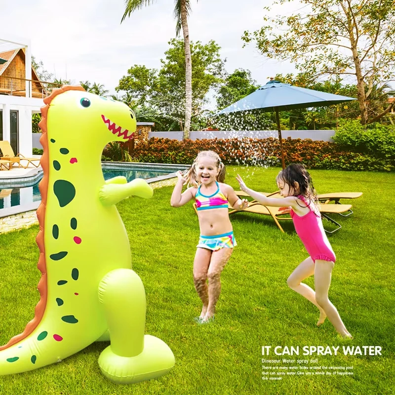 Dinosaurio inflable gigante de 1,8 M, juguetes con rociador de agua, decoración para piscina al aire libre, juego de rociador de dinosaurio, suministros para fiesta de cumpleaños
