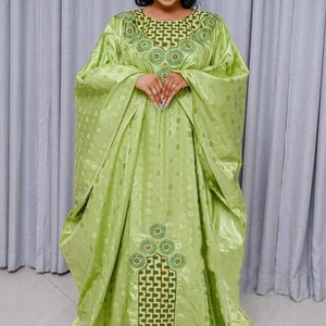 فساتين داشيكي أفريقية للنساء, التطريز التقليدي, ثوب بازن, أردية أنقرة الخضراء, فستان حفل زفاف في نيجيريا أعلى 10 مبيعات أردية كابولانا أفريقية - رقم 1