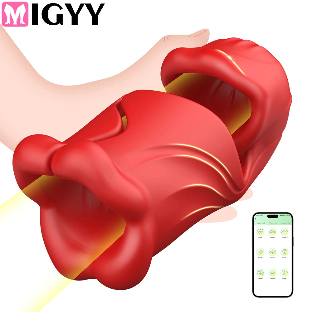 APP التحكم هزاز للرجال القضيب تأخير المدرب ذكر الاستمناء حشفة محفز مدلك الرجال هزاز الجنس لعب الكبار السلع 18