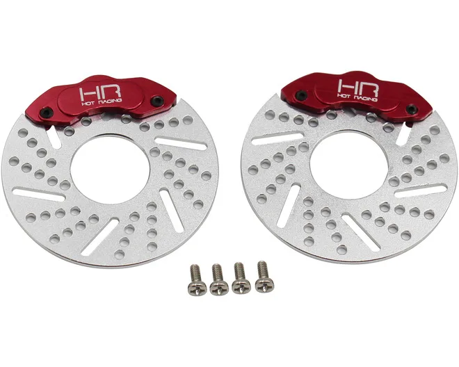 Hot Racing VXS21BR02 Aluminum Brake Disc with Red Caliper (Requires VXS2101 Knuckle) for 1/16 Traxxas E-Revo/Slash/Summit/Rally