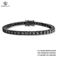 TY 3mm 4mm Black Moissanite Tennis Bracelet Full Diamond 925 Sterling Silver Plated 18k Hiphop Bracelets for Women Man