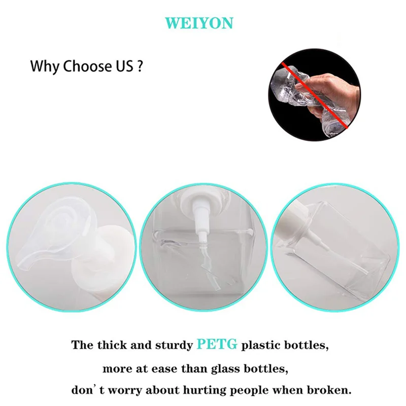 

ABKW-6 Pack Foaming Soap Dispenser 15Oz Refillable Foam Liquid Hand Soap Empty Plastic Pump Bottle Container - Clear 450Ml