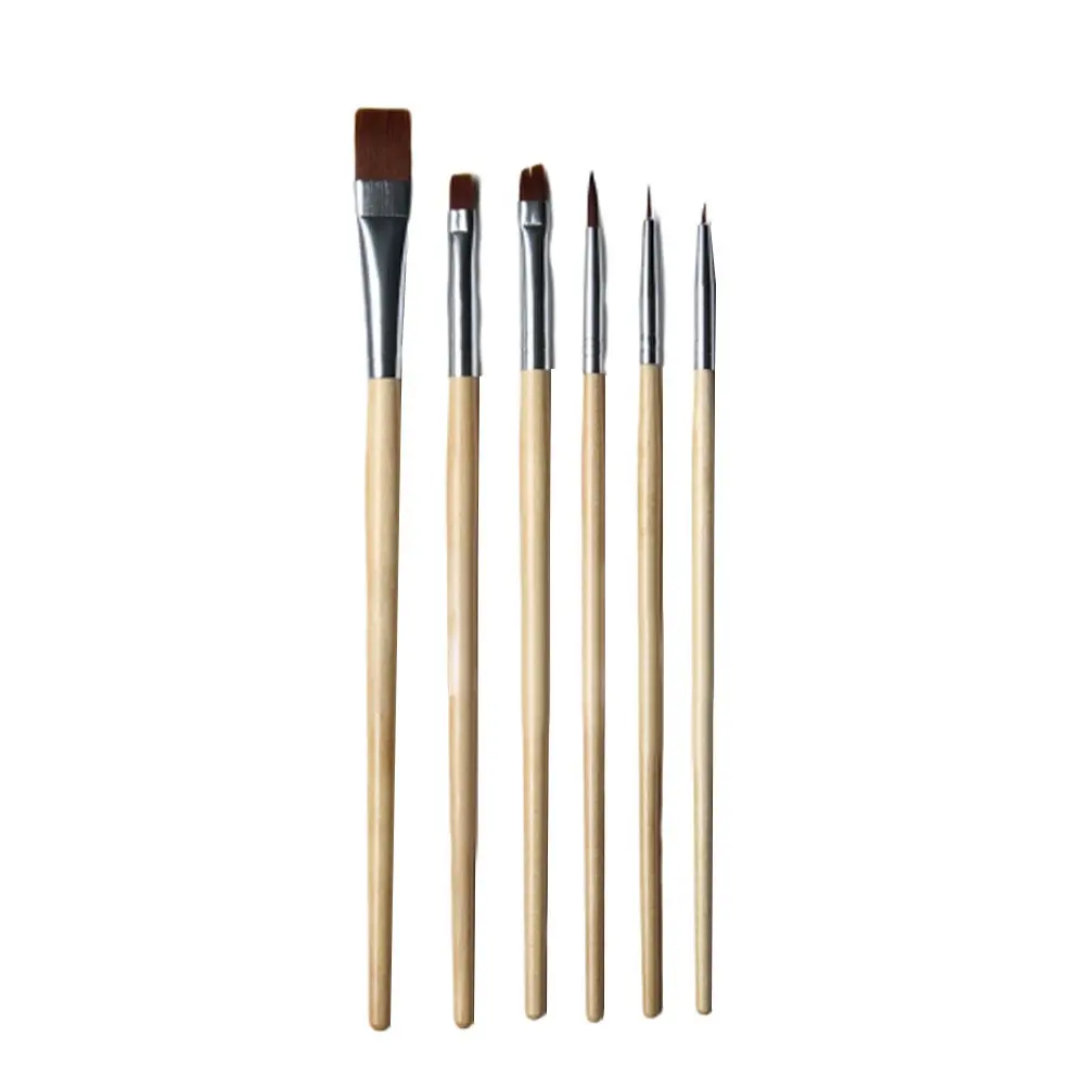6Pcs Superior Face Oil Painting Brushes Soft Nylon Fibers Precision Wooden Handle for Professional Daily Makeup Cosmetics Brush