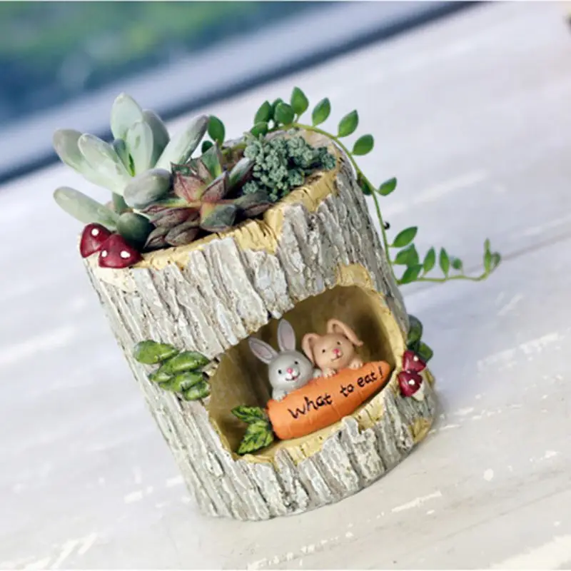 Cute Small Animal Family Flower Pot, Hedgehog Bear Frogs Figurine, Resina Flowerpot, Home Garden Desktop, Suculento Bonsai Plant Deco