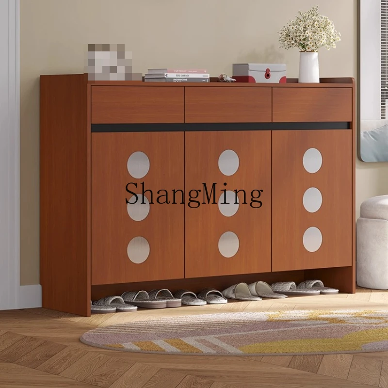 

ZYY medieval household entrance door solid wood ultra-thin narrow entrance cabinet large capacity wall retro storage cabinet