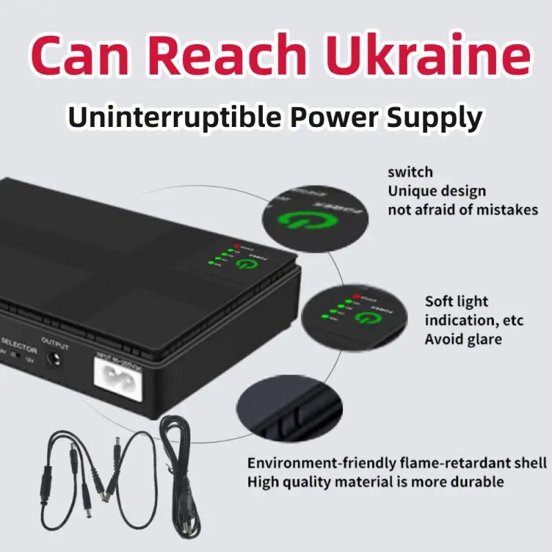 DC UPS Battery Backup 10400mAh 5V 9V 12V 2A 15V 24V 1A Output Uninterruptible Power Supply 85‑265V UPS Battery Backup EU Plug