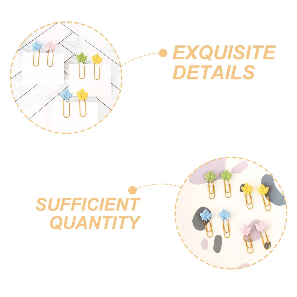 20 قطعة مشابك ورق أوراق القيقب الإبداعية الإشارات المعدنية الملونة لمخطط اللوازم المكتبية مقاطع الموثق الزخرفية للمدرسة #6